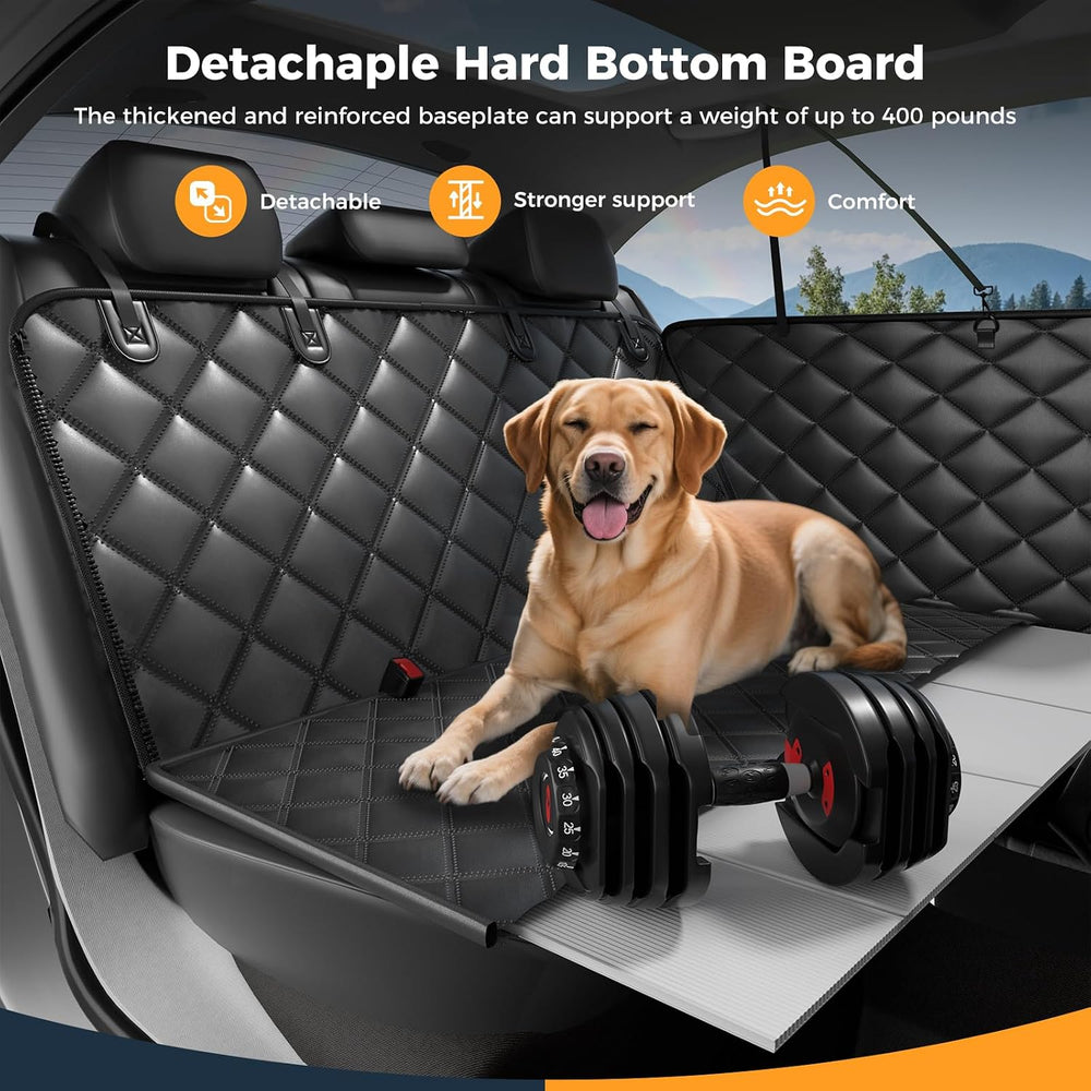 Dog Car Seat Cover for Back Seat, Hard Bottom Back Seat Extender for Dog