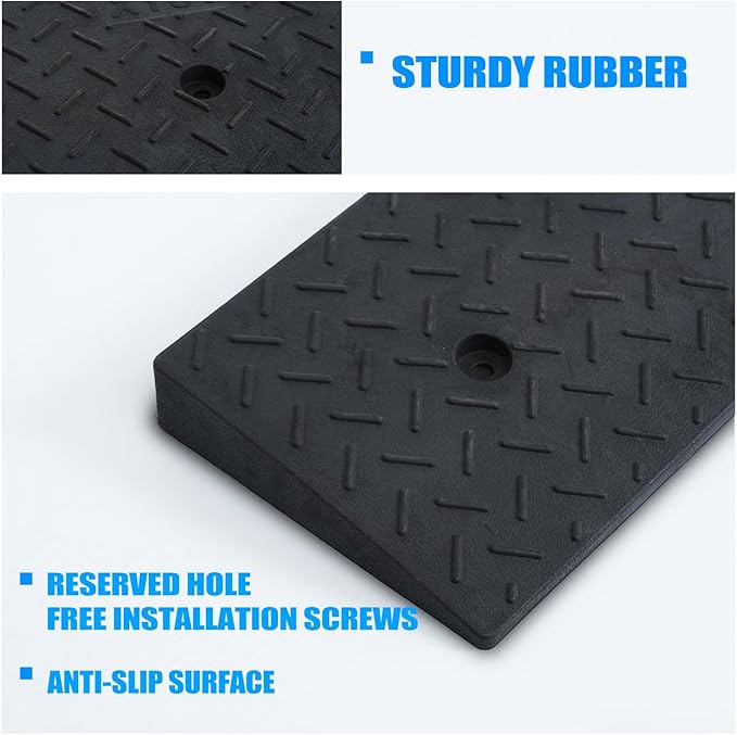 2 Pack 1.6'' Rise Rubber Curb Ramp Heavy Duty Loading Rubber Curb Ram...