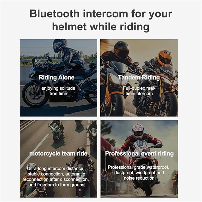 Mesh 3.0 Motorcycle Bluetooth Headset, 6 Riders Group V5.1 Helmet Bluetooth
