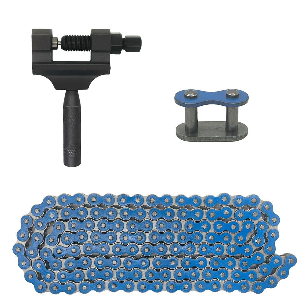 420 Chain 140 Links ＆ Chain Breaker for 50 70 90 110 125cc (Blue)
