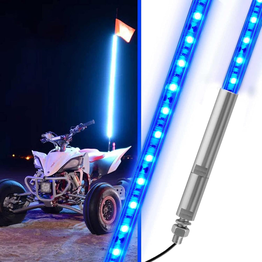 4ft LED Whip Blue Lights Waterproof Flag Pole Safety Antenna with Flag for Ca...