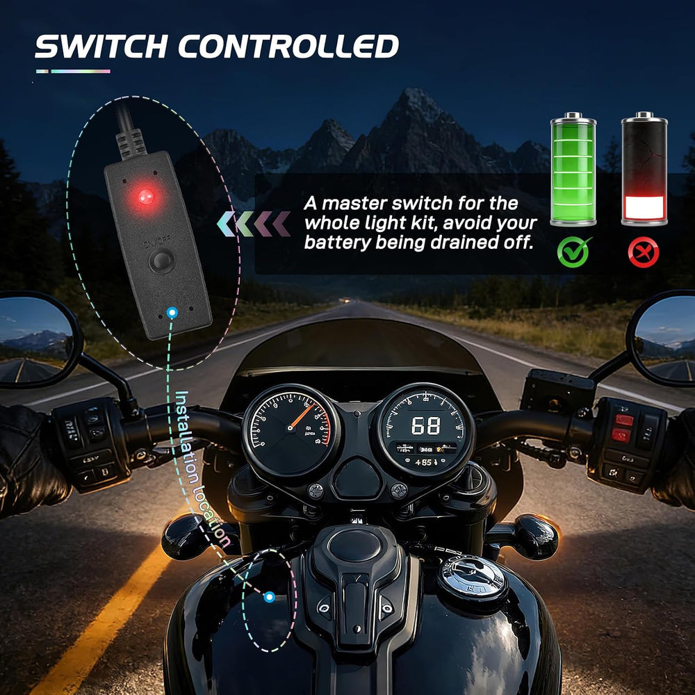 Nilight 12PCS Motorcycle RGB LED Light Kit APP and Remote Control