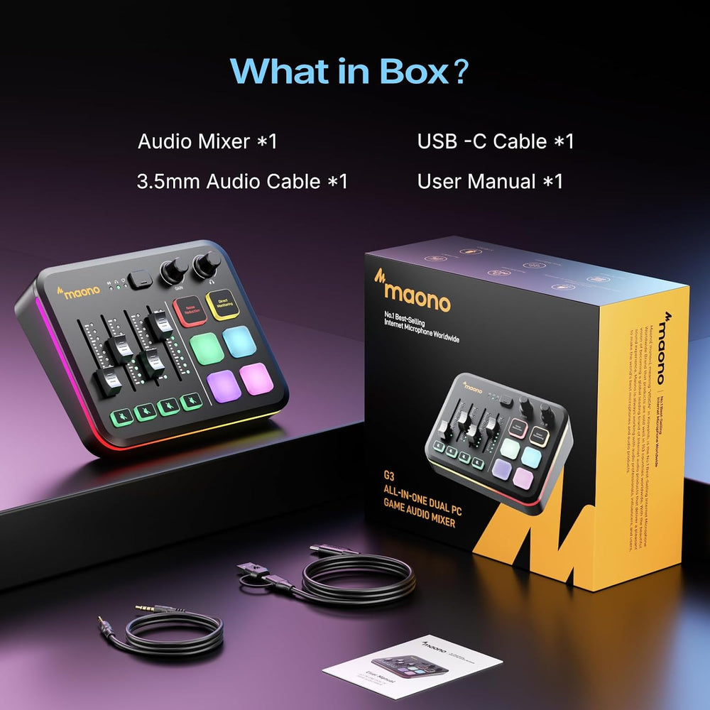 MAONO G3 Gaming Audio Mixer with Map Any Audio Sources for PC Streaming