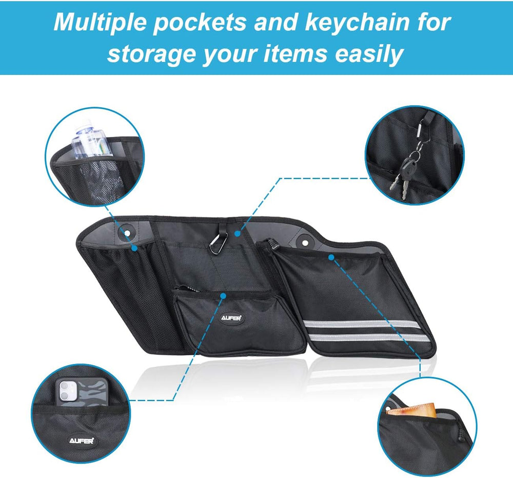 AUFER Left & Right Side Motorcycle Saddlebag Organizers Storage Bags Sadd...