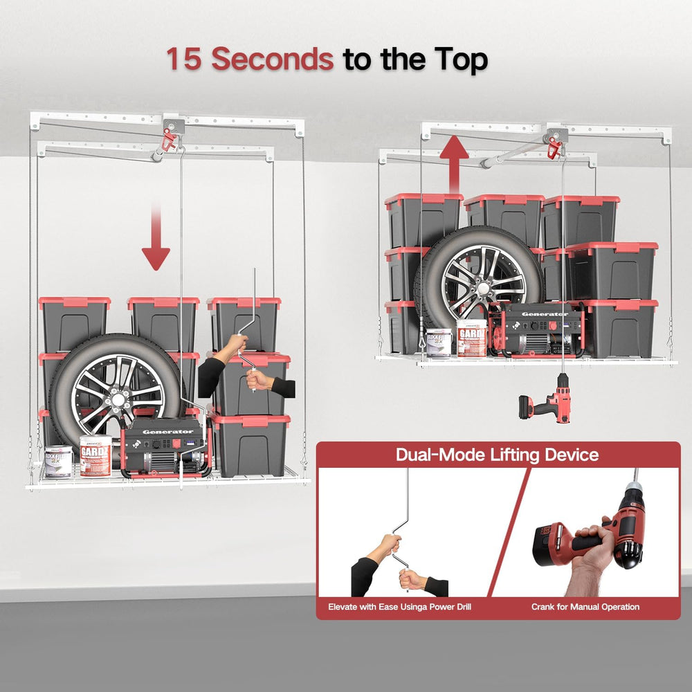 Overhead Garage Storage Rack, Adjustable Heavy-duty 4x4 Ft Ceiling Storage Ra...