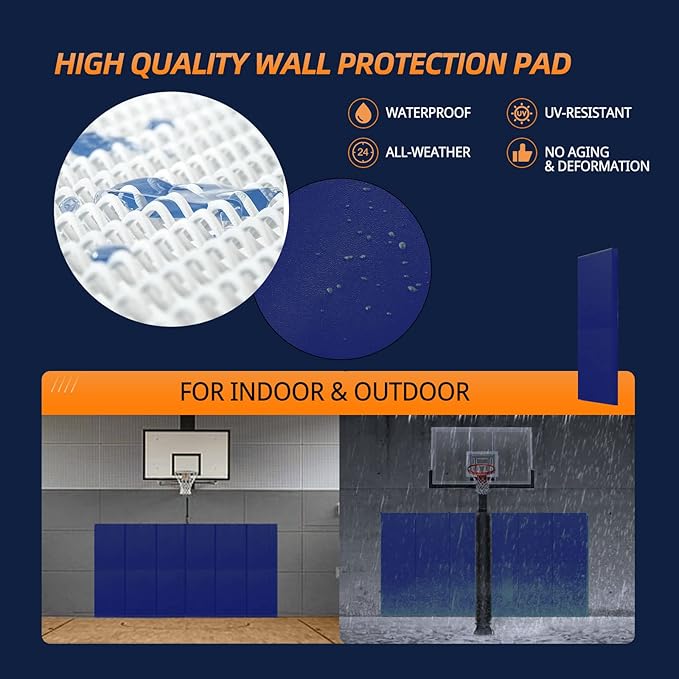 PROGOAL 2"/4" Thick Foam Protection Wall Pad，Gym Basketball-Court