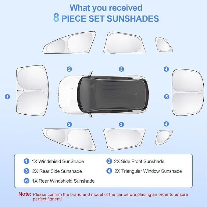 8pcs Car Window Shades for Tesla Model S2012-2025 2026 Accessories, Windshield