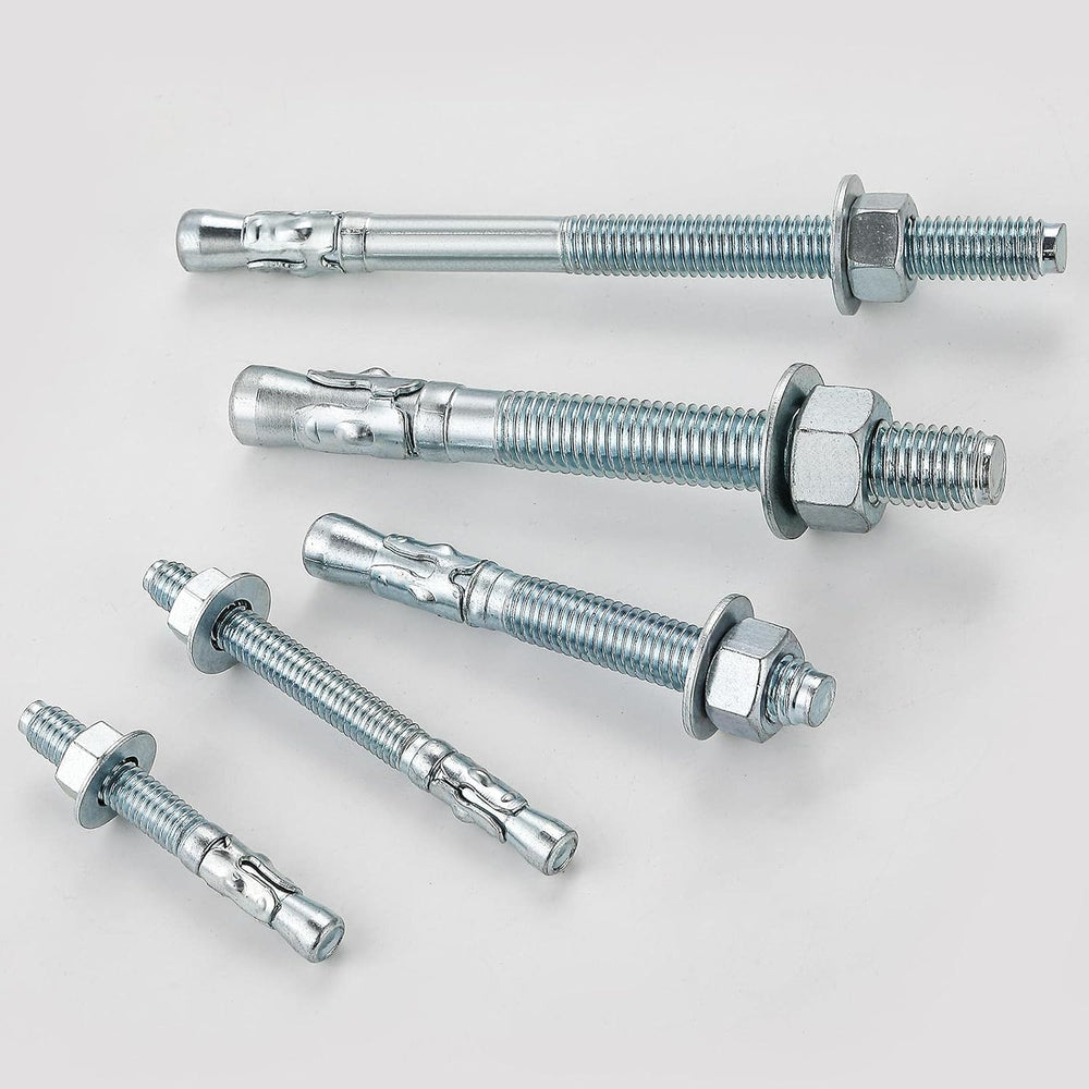 Wensilon 3/8"x4" Wedge Anchors for Concrete, Zinc-Plated, 50 PCS