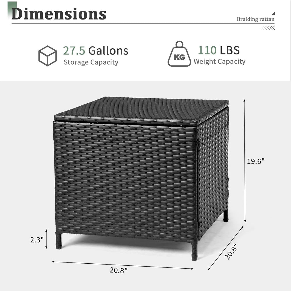 VINGLI 27 Gallon Outdoor Deck Box, Wicker Outdoor Storage Box with Lid, Small...