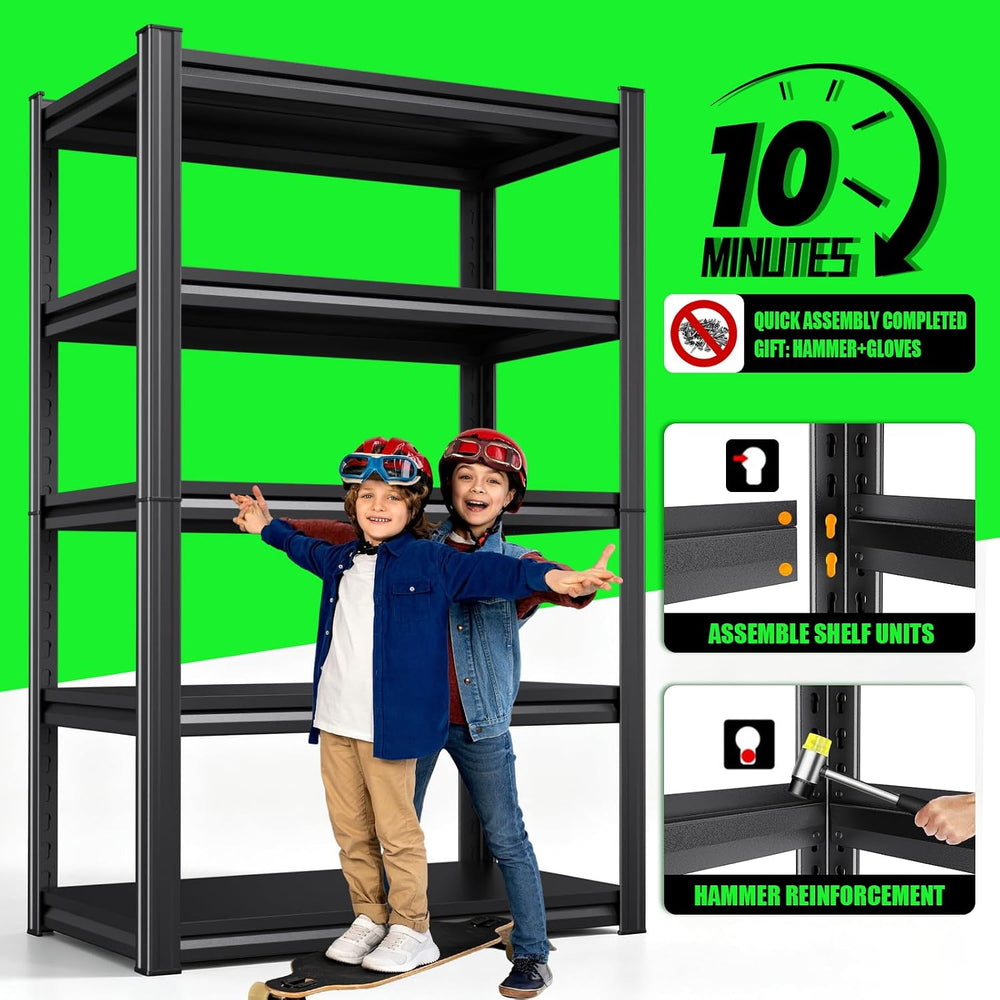 5-Tier Garage Shelving 2500LBS Heavy Duty Metal Storage Shelves