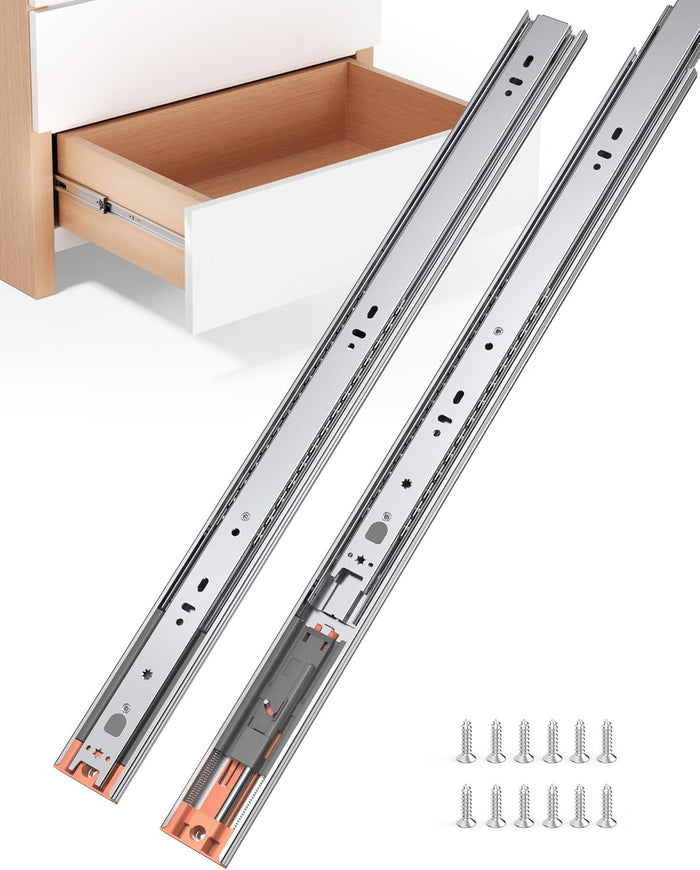 Chibery 14" Side Mount Soft Close Drawer Slides, Full Extension, 10 Pairs