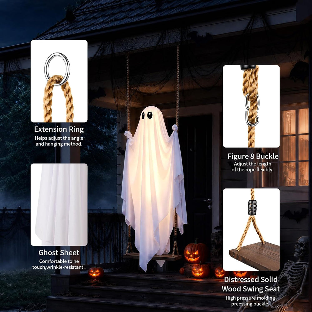 Halloween Decorations Outdoor, 5FT Swinging Ghost Hanging Decor