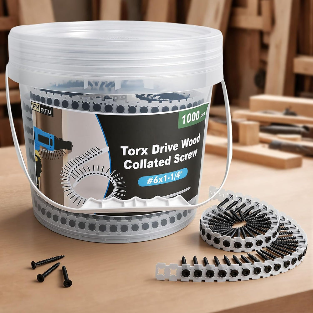 #8x1-1/4 Collated Drywall Screws, 1000PCS Wood Screws with Torx Drive