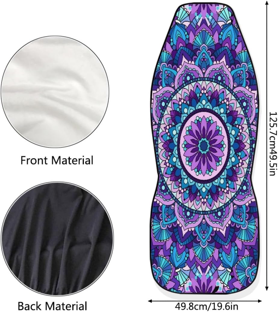 Pehede Car Seat Cover Purple Mandala Flower Pattern Front for Cars, Easy to I...