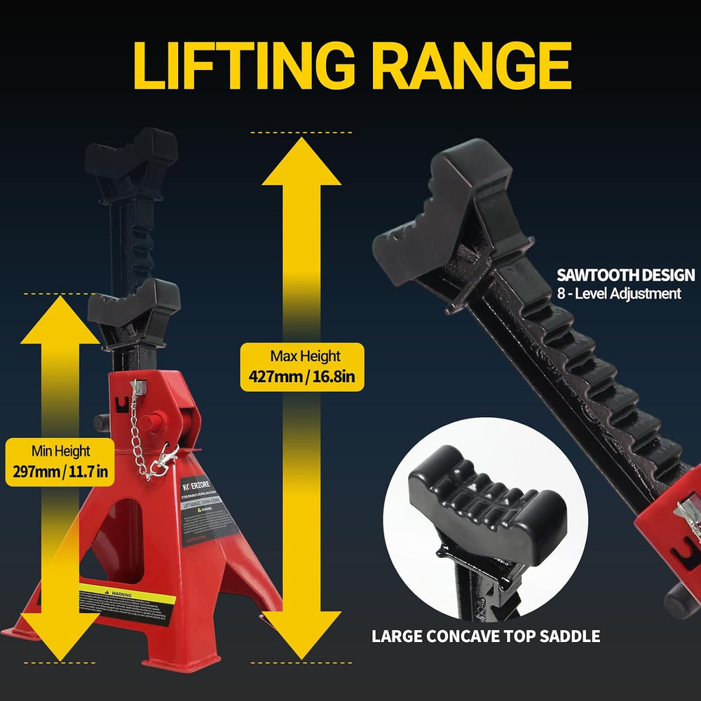 3 Ton Jack Stands, 1 Pair Heavy Duty Steel Car Jack Stands with Double Lockin...