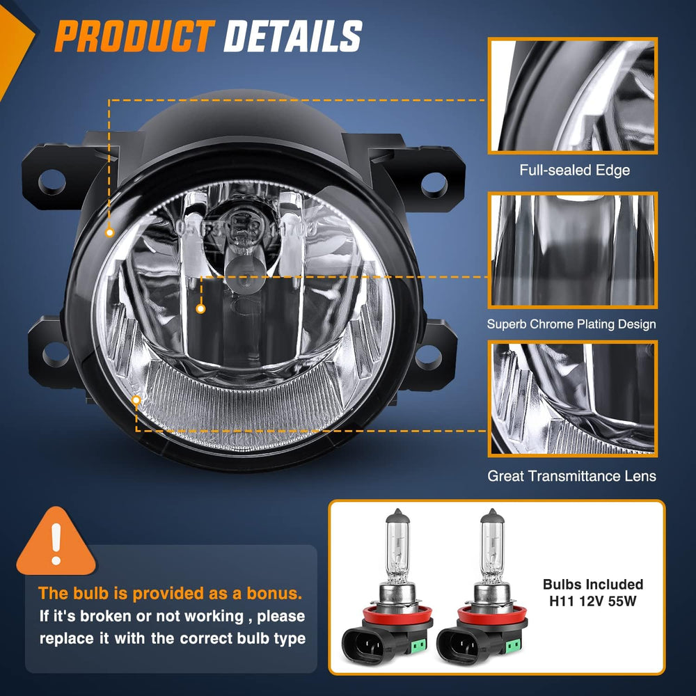 Nilight Fog Lights Assembly Compatible with 2013-2015 Honda Accord CRV CRZ