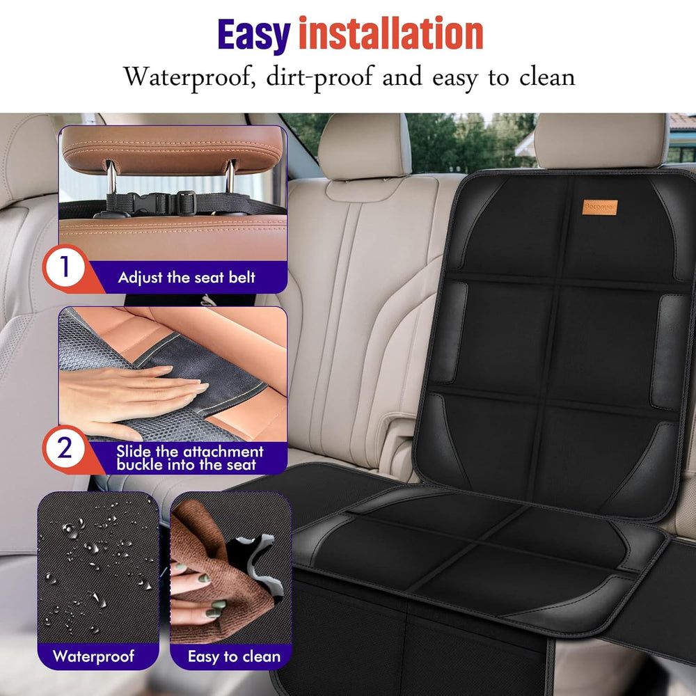 Bacgnyer Car Seat Protector, Waterproof 600D, 2 Pack, Black & Red Stitching