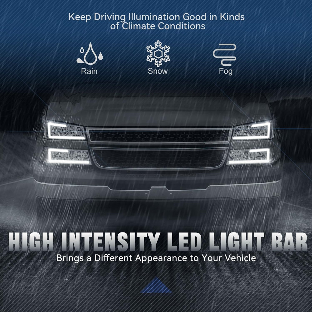 Auto Dynasty 4PCS LED DRL Headlight Lamps Compatible with Chevy Silverado Ava...