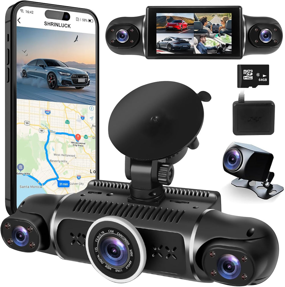 4 Channel Dash Cam 360° View Front Rear Inside & Left Right,Dash Camera F...