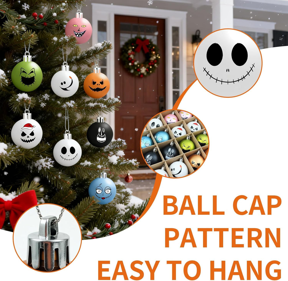 24PCS Nightmare Halloween Christmas Ornaments Balls for Tree 2.36in