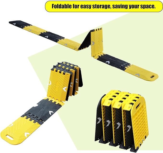 Portable Vehicle Traffic Speed Bump 118"×10"×1"Yellow-Black Re...