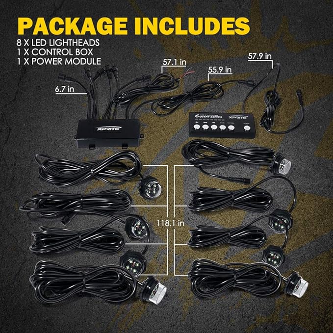 Xprite Amber LED Hideaway Strobe Lights Kit 20 Flashing Patterns w/Control (8...