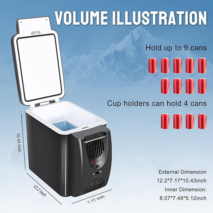 CAYNEL 12V 6 Quart Personal Thermoelectric, 6 Liter Capacity, Portable Electric