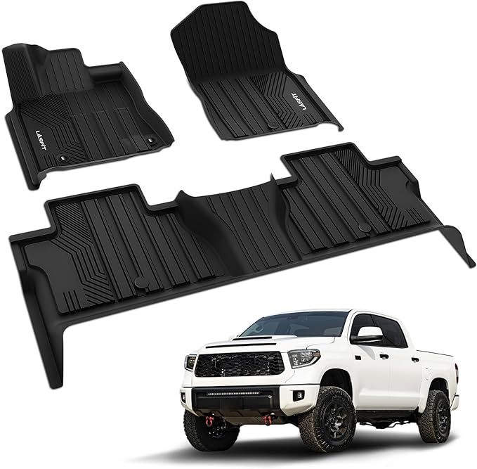 LASFIT Floor Mats for Toyota Tundra 2014-2021 CrewMax Cab, All Weather Custom