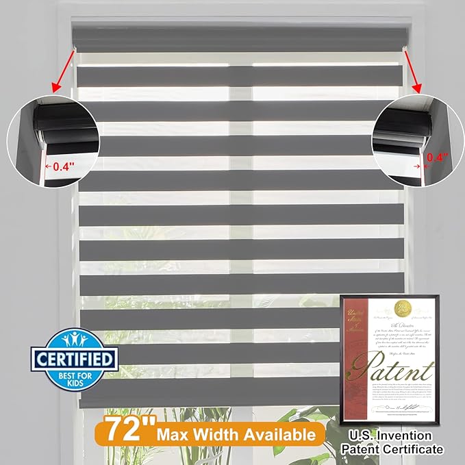 Persilux Cordless Zebra Roller Window Shades Free-Stop Roller Blinds Light