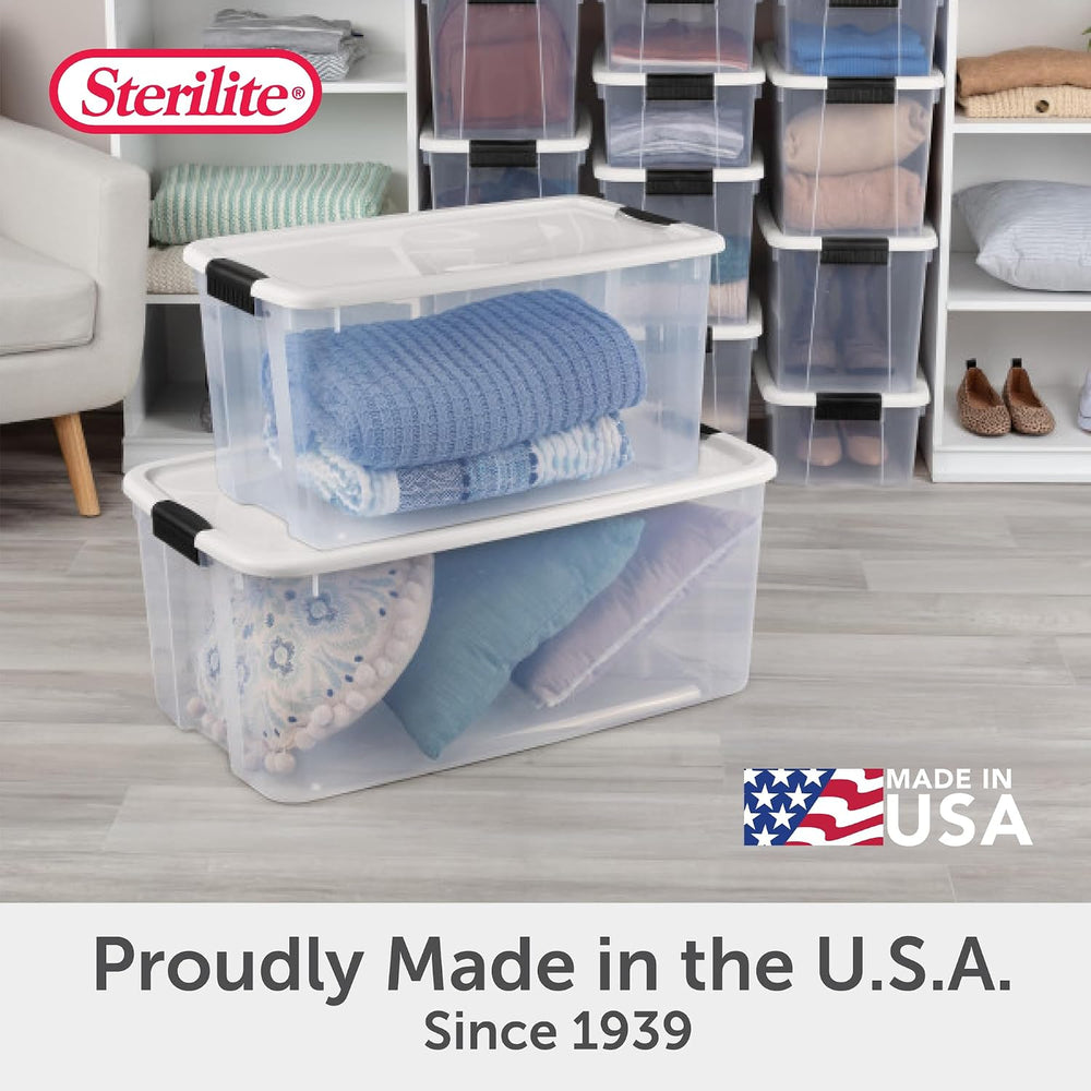 Sterilite Ultra Latch Box with Lids for Home and Office, 70 Quart, 4-Pack