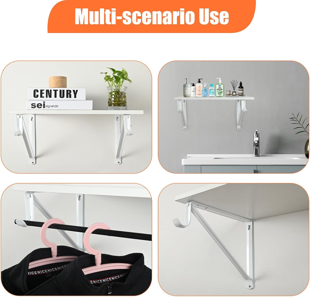 10 Pack Heavy Duty Closet Shelf & Rod Brackets, Wall Mounted Closet Shelf...