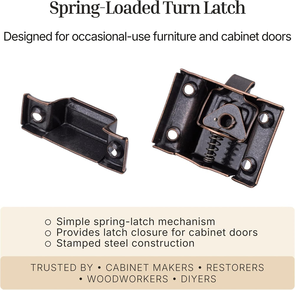 Small Stamped Antique Copper Cabinet Door Latch - 1 7/8" × 1 7/8" -...