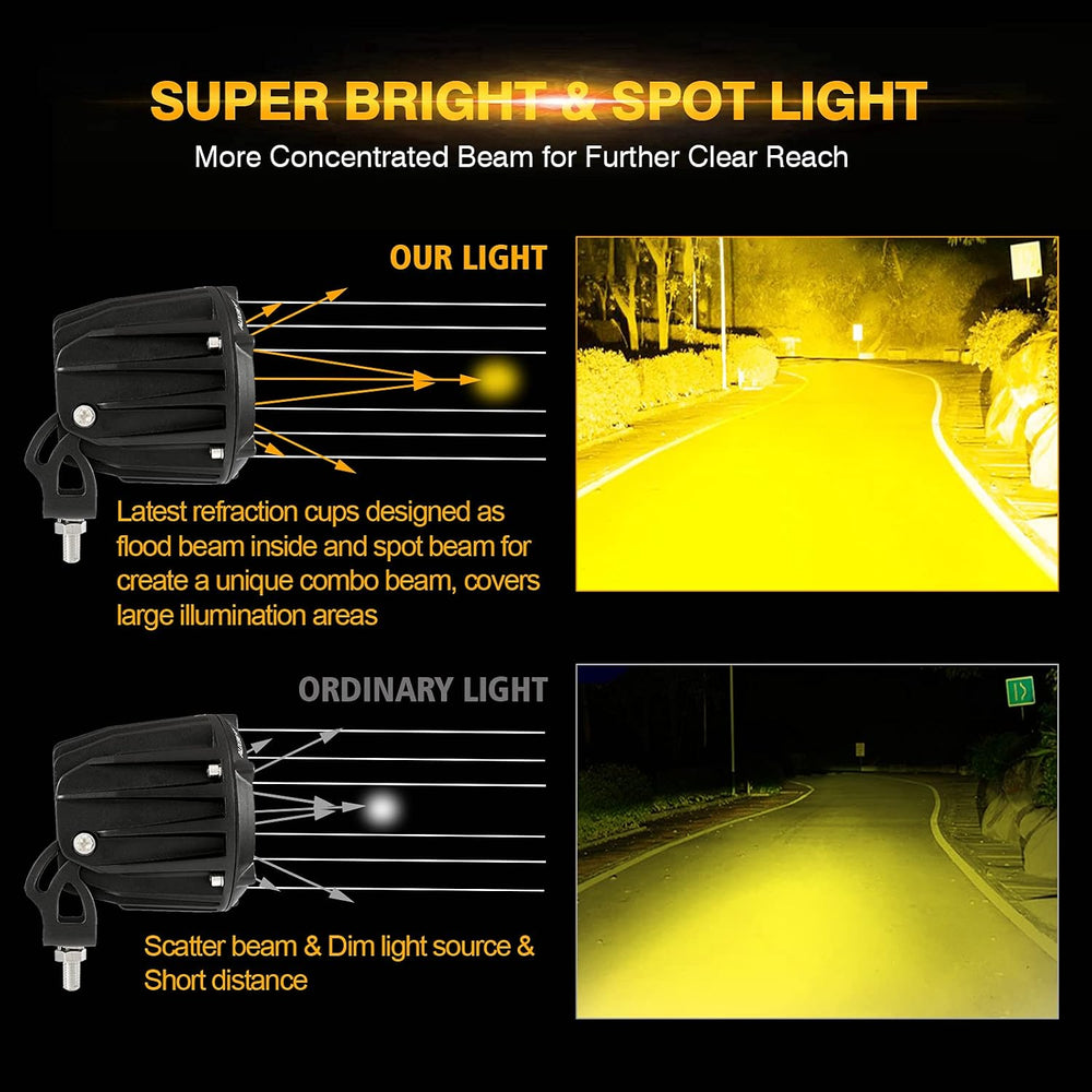 Auxbeam 3.5'' 50W Amber LED Offroad Light 5000LM Round Spot Flood Pod...