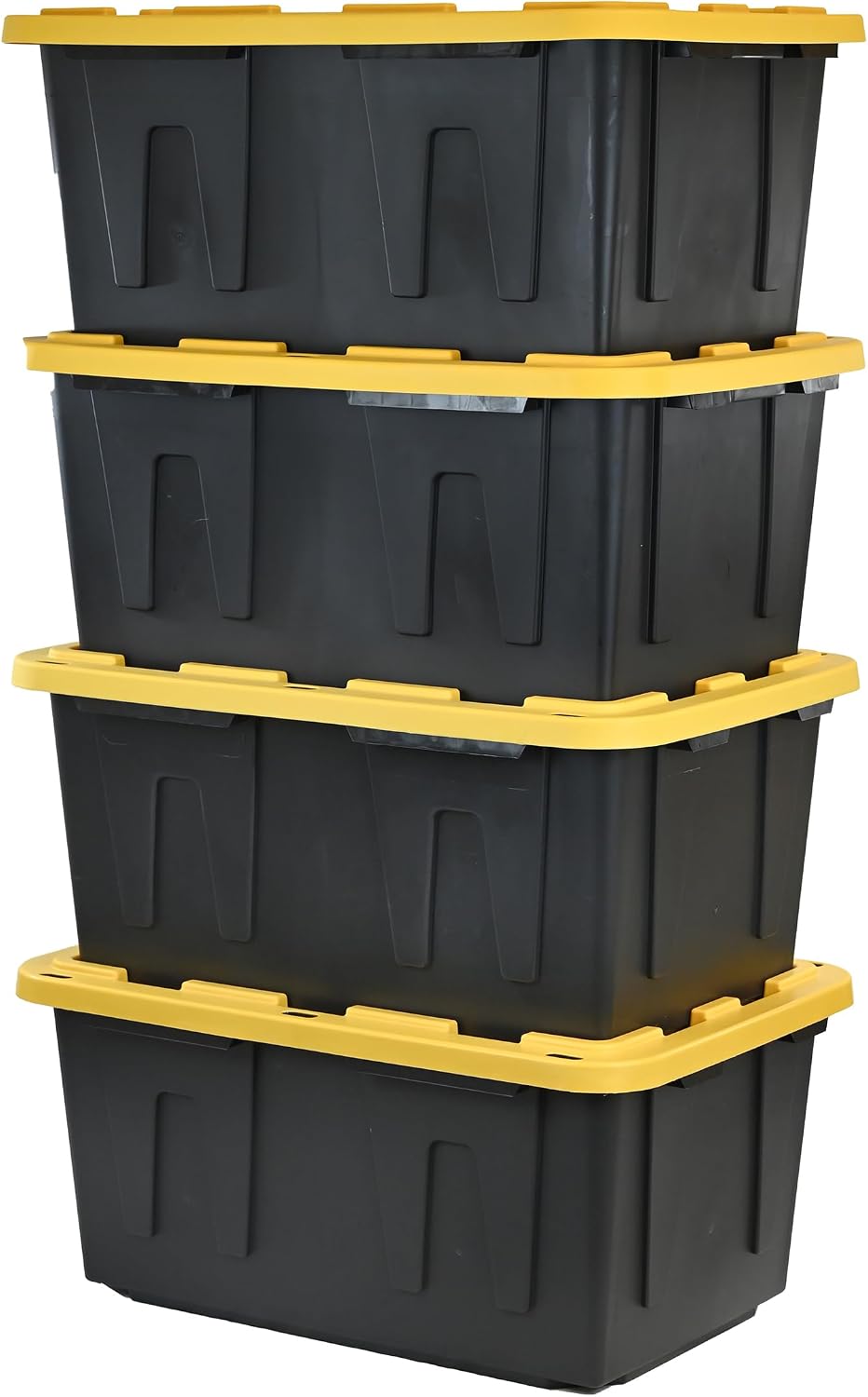 CX Heavy Duty 27-Gallon Stackable Plastic Storage Bins with Lids, 4 Pack