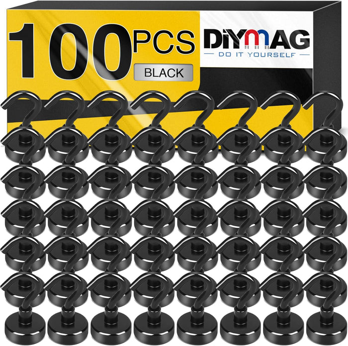 DIYMAG Magnetic Hooks, 30Lbs Strong Heavy Duty Cruise Magnet S-Hooks (100pcs)
