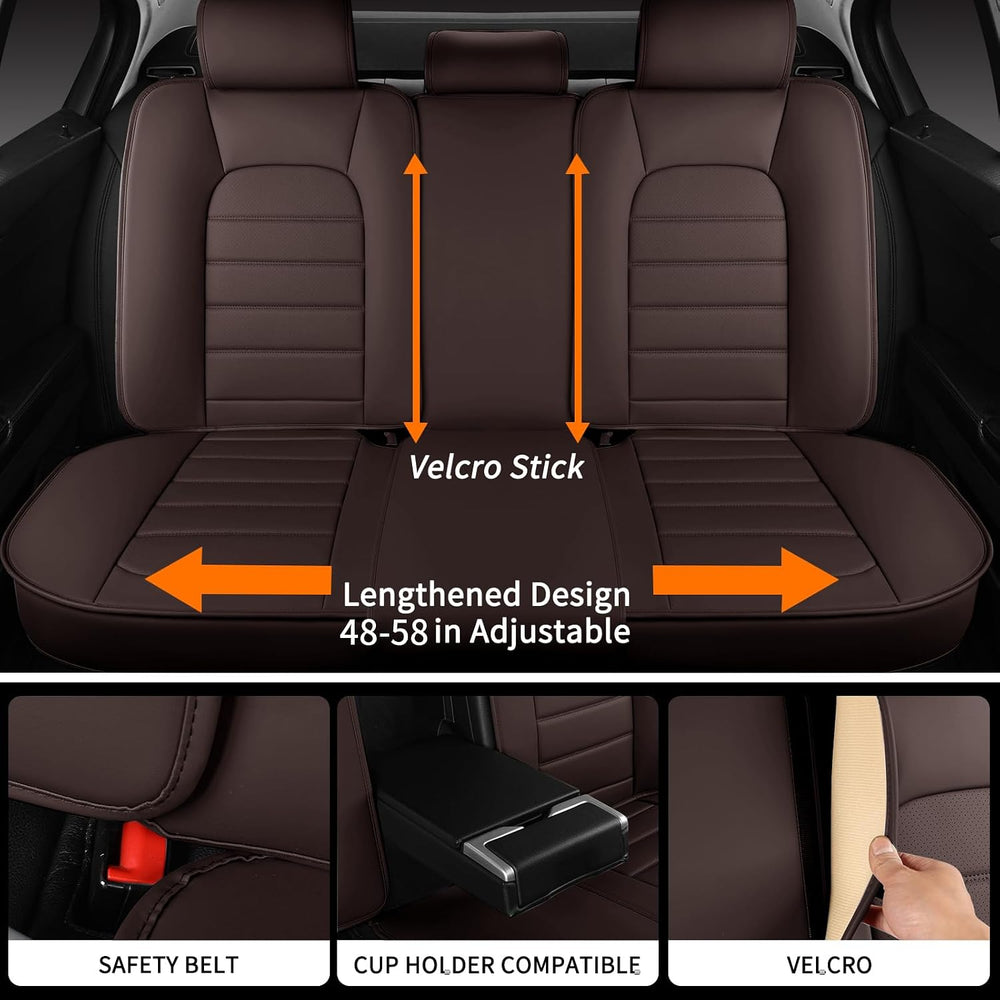 Brown Car Seat Covers Full Set, Universal Faux Leather Seat Covers for Cars 5...