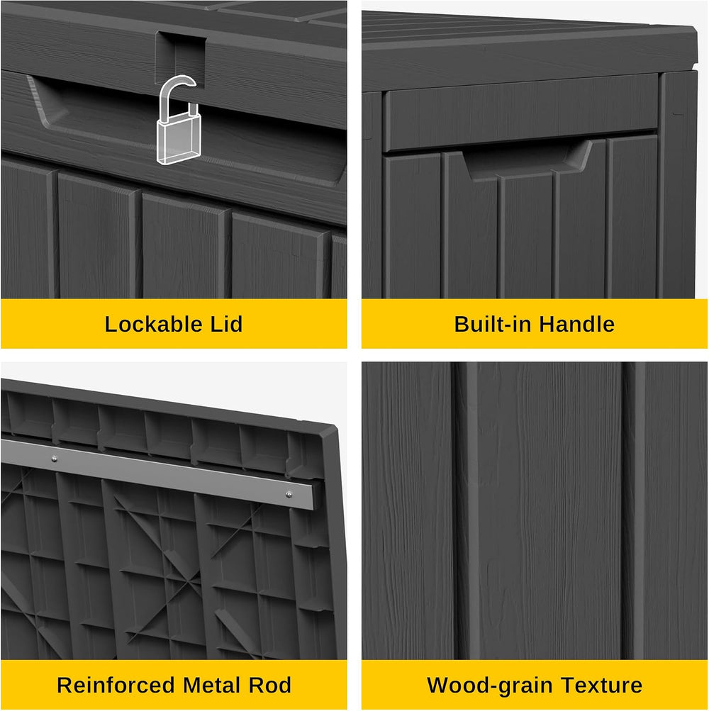 EAST OAK Outdoor Storage Box, 60 Gallon Deck Box Indoor and Outdoor Use, Black