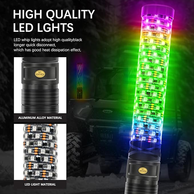 DREAMIZER 2PCS 1FT Fat Spiral Led Whip Lights