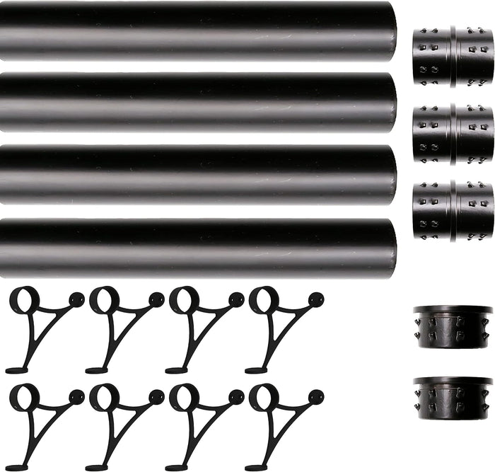 25 ft Stainless Steel Bar Foot Rail Kit, 2" OD 304 Stainless Tubing Set with Combination Brackets, End Caps & Internal Connector, Matte Black Finish Heavy Duty Footrest for Home Bar, Pub & Restaurant
