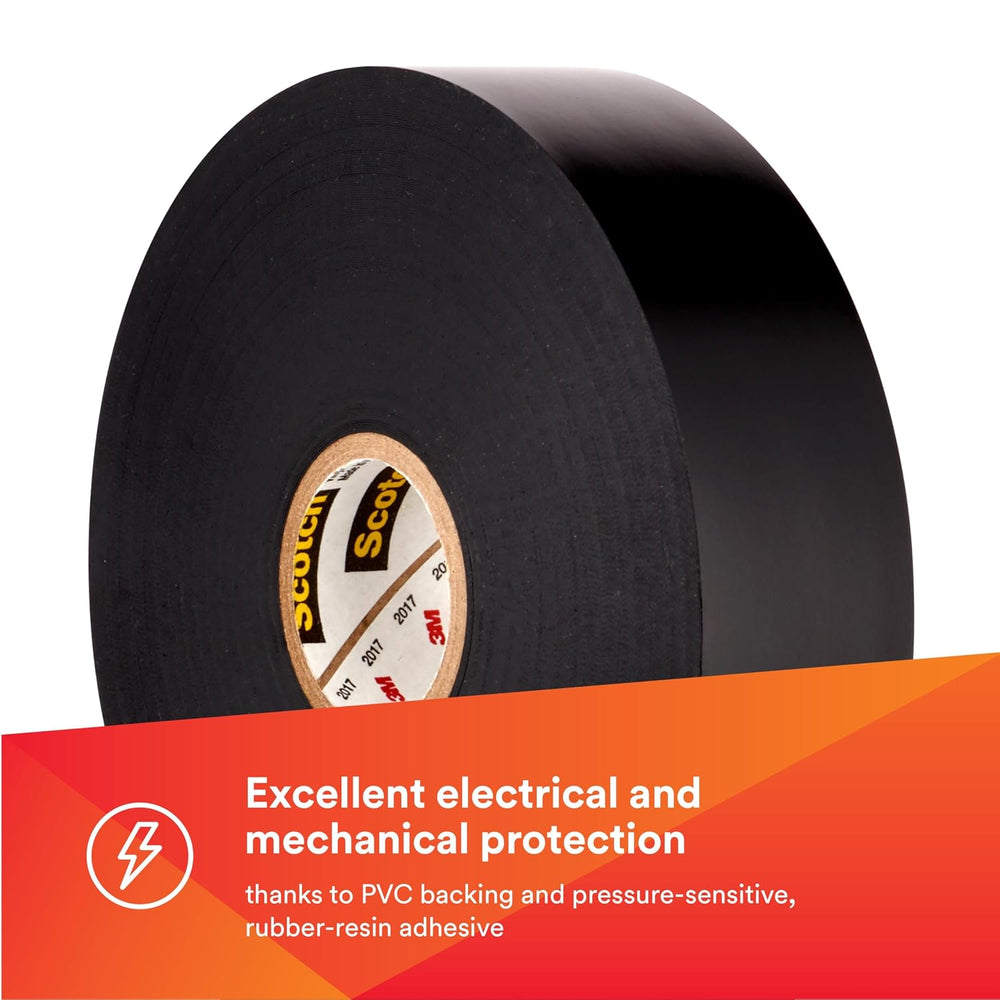 3M Scotch Electrical Tape Super 88, 3/4 in x 66 ft, Black, 10 Rolls