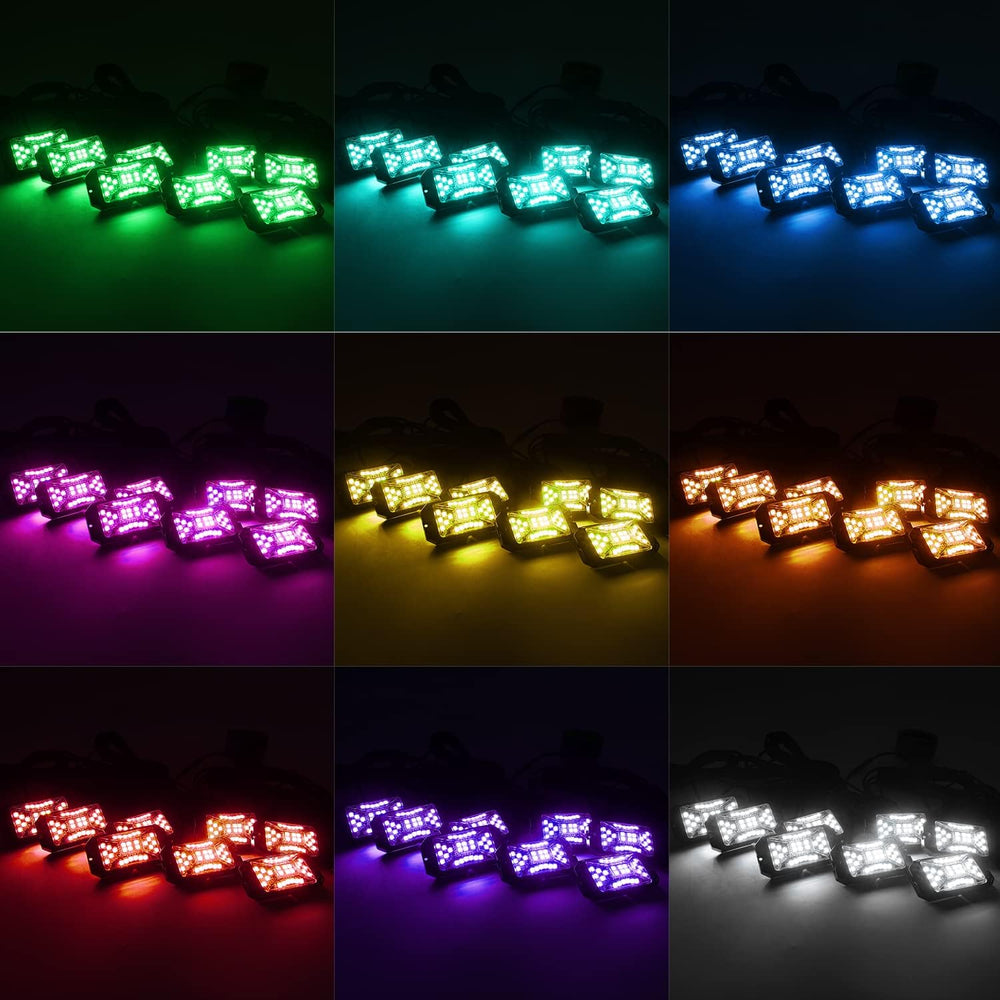 SUNPIE 8 Pods RGBW Rock Lights – Full Beam Angle, 30 High Power Chips, Alumin...