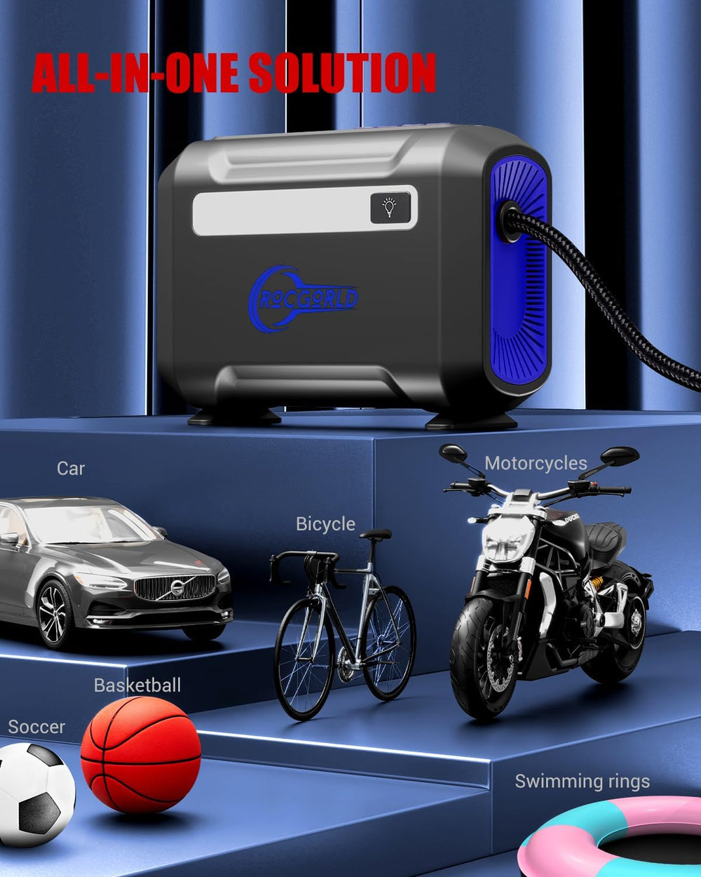 ROCGORLD R8 Tire Inflator Portable Air Compressor, DC 12V Air Compressor Port...