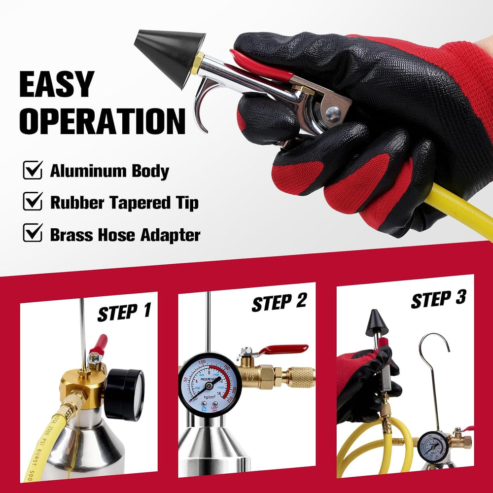 AC Flush Kit, HVAC Refrigeration System Cleaning Tool with 33.5 oz Stainless ...