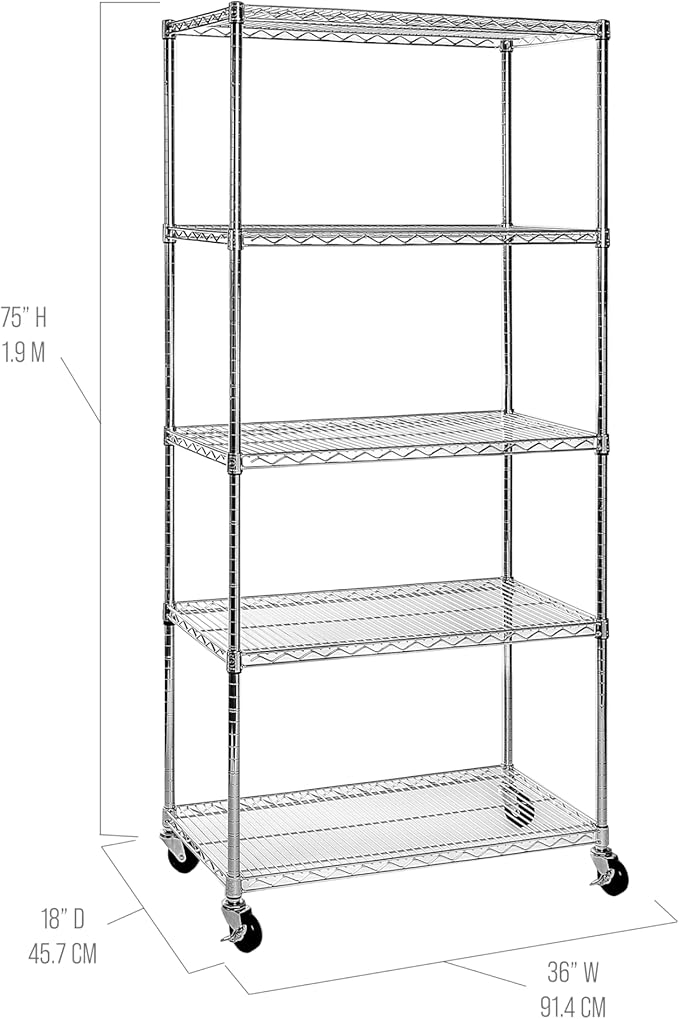 Seville Classics UltraDurable Heavy Duty NSF Solid Steel Wire Rack Storage Unit