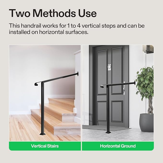 VIVOSUN Outdoor Handrail, 4 Step Stair Handrail, 47.5" x 39" Fits 1...