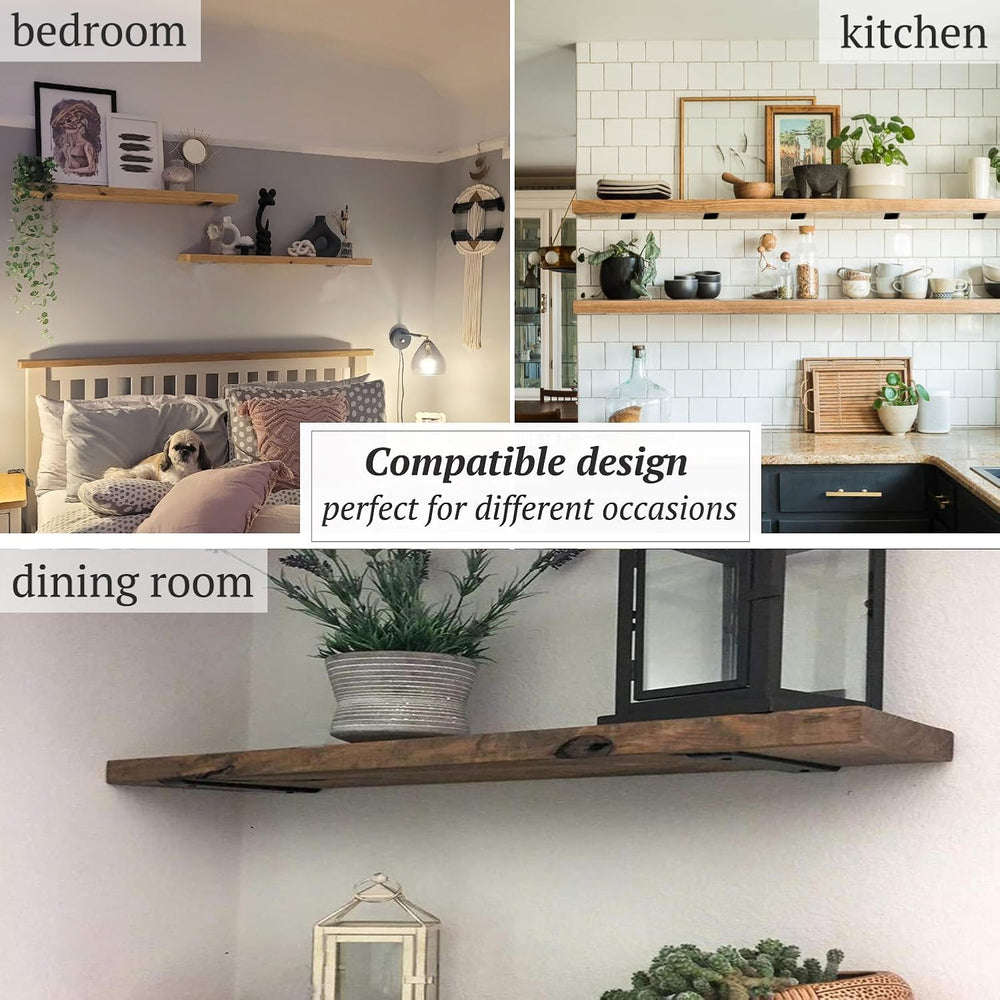 8 Pack Shelf Brackets 10 Inch Floating Shelf Bracket 1/5 inch Thick Heavy Dut...