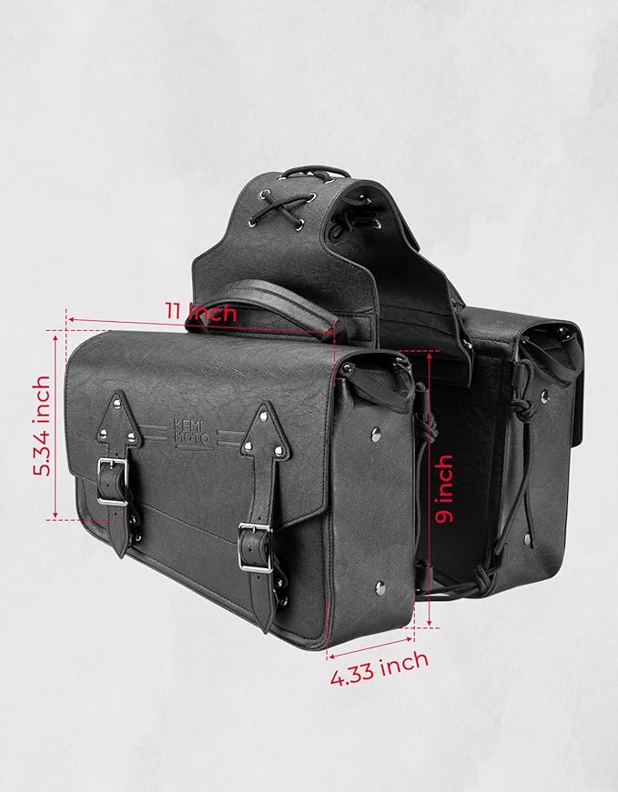 KEMIMOTO Motorcycle Saddlebags Leather Side Bags 12L Compatible