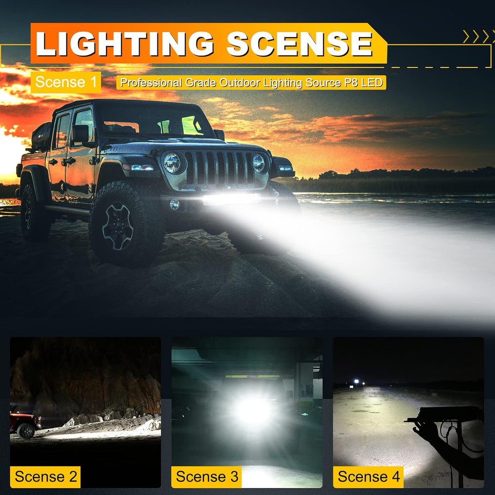 Auxbeam 12 in Led Light Bar 100W 12000LM 5D Pro Off Road Spot Flood Combo