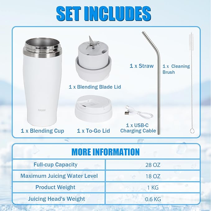 Ice Shave 2-in-1 Stainless Steel Vacuum Tumbler & Cordless Blender - 28oz