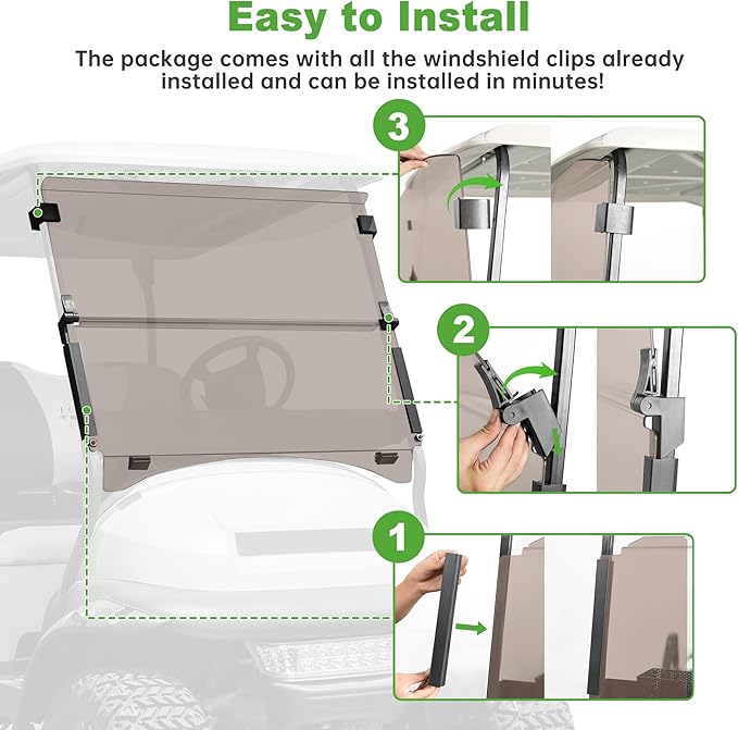 10L0L Golf Cart Windshield for Club Car Precedent 2004-Up, 2017-Up Onward